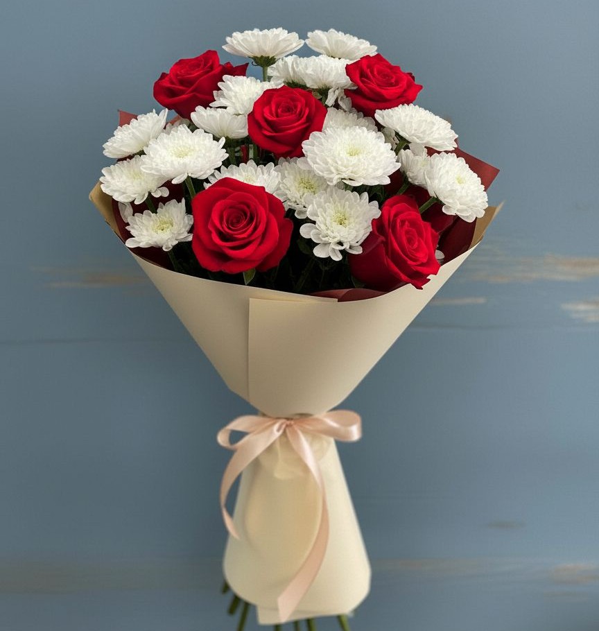 Букет цветов из: Розы и Хризантемы в Бжедугхабле