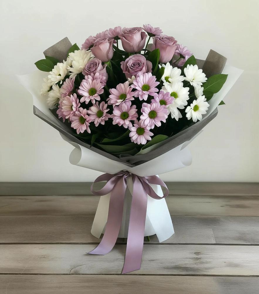 Букет цветов из: Хризантемы и Розы в Бжедугхабле