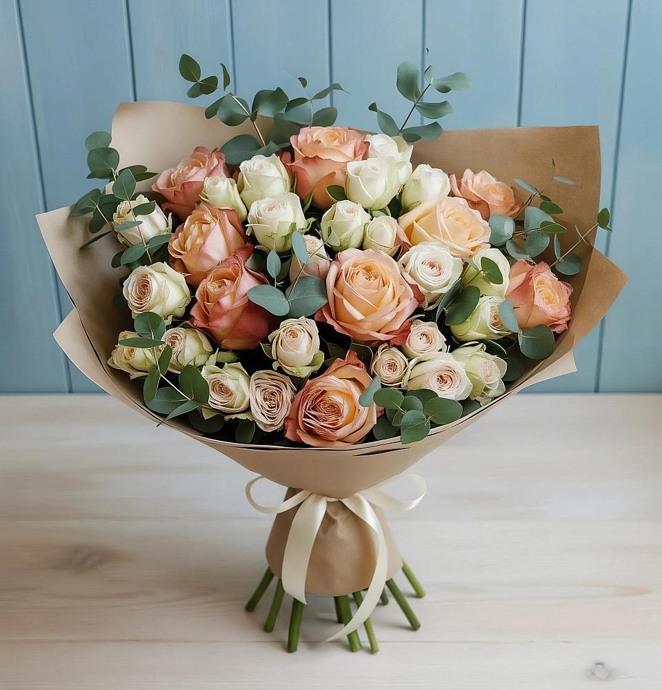 Букет цветов из: Альстромерии и Розы в Бжедугхабле