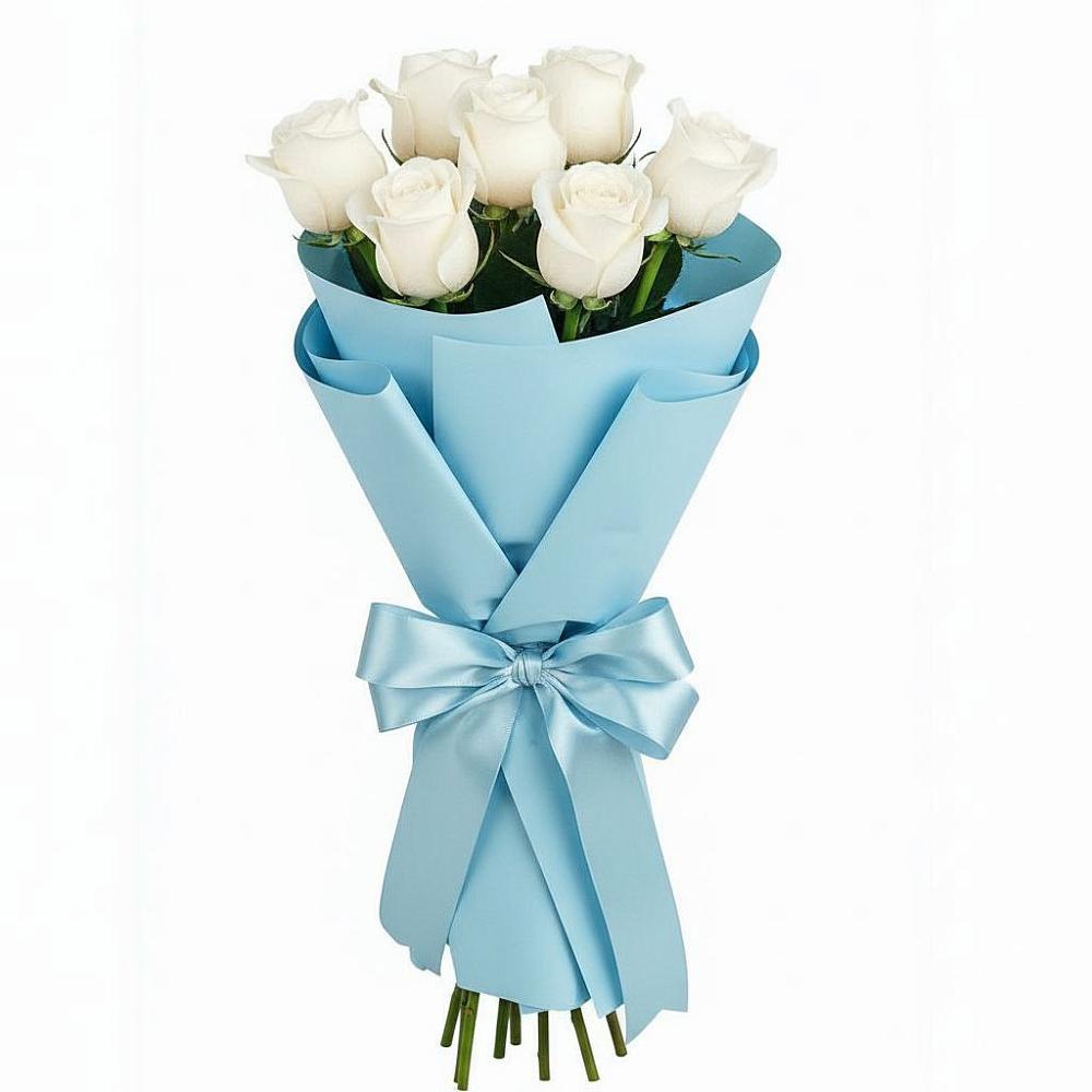 Букет 7 белых роз Проуд в Бжедугхабле