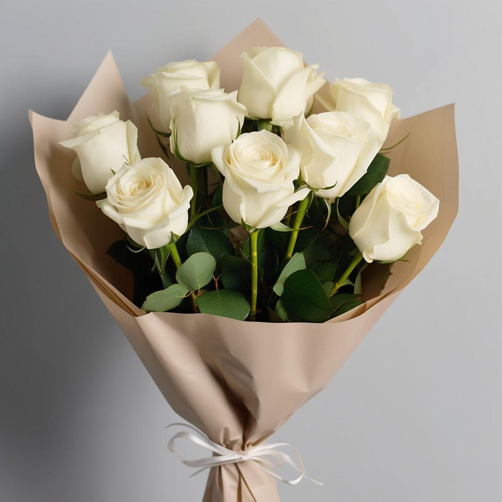 Букет 9 Белых роз Эдлесс Лав в Бжедугхабле