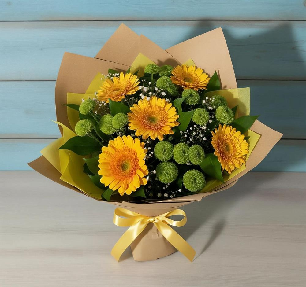 Букет цветов из: Герберы и Хризантемы в Бжедугхабле
