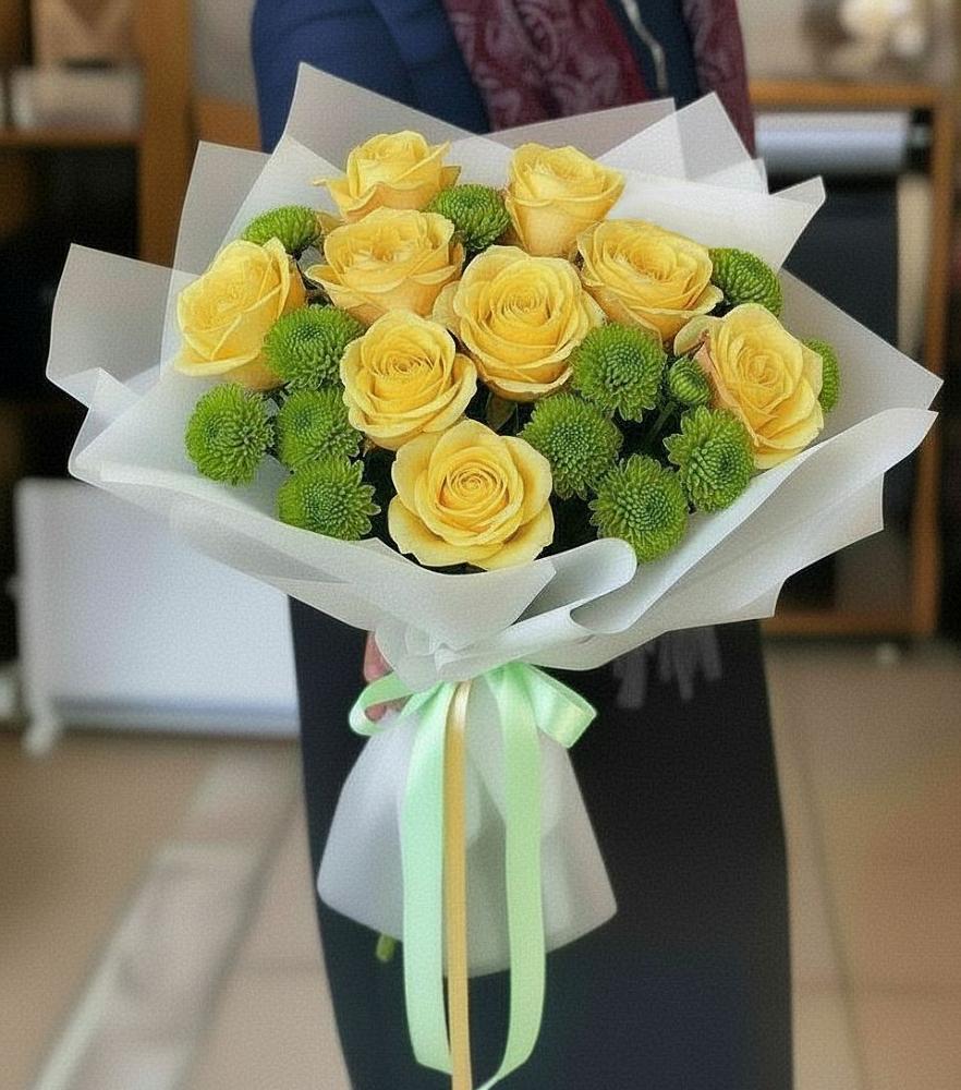 Букет цветов из: Хризантемы и Розы в Бжедугхабле