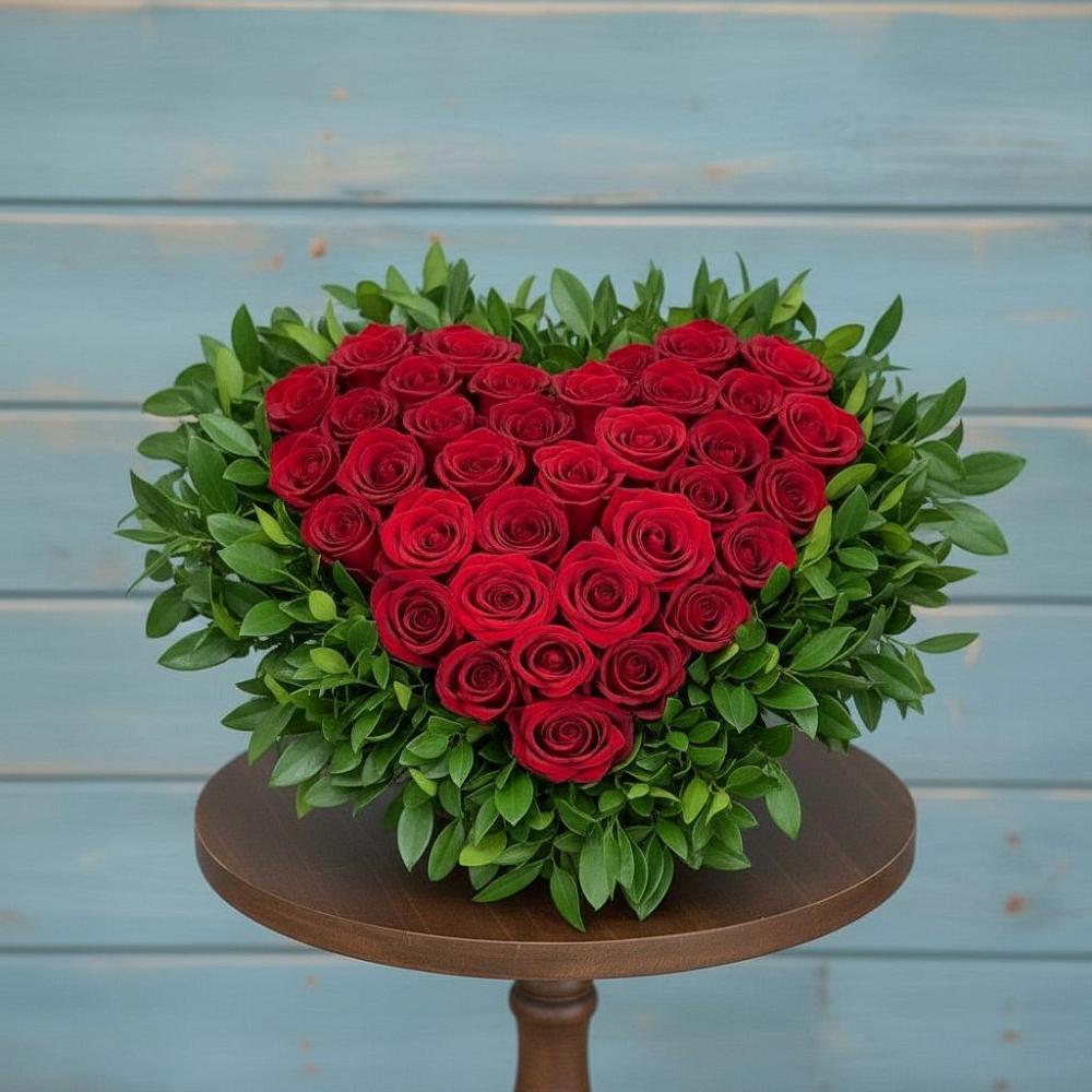 Цветочная композиция из Розы в виде сердца в Бжедугхабле