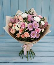 Букет цветов из:  Хризантемы, Розы и Альстромерии в Бжедугхабле